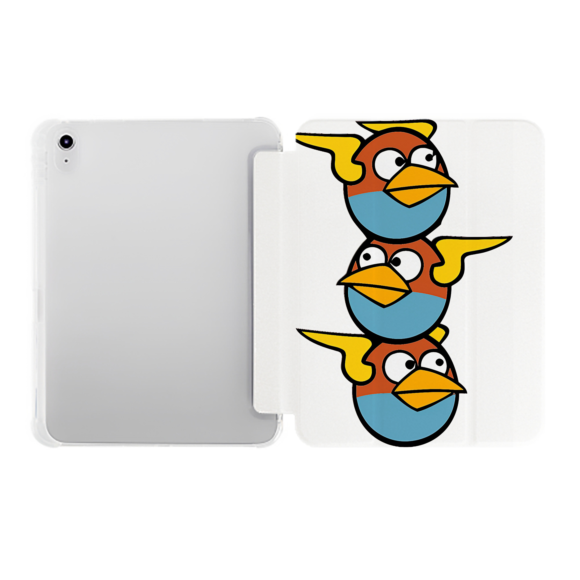 （画像用） Angry Birds アングリーバード IPad ケース ペン収納付き 三つ折りスタンド PUレザー×シリコン 対応機種9.5/10.5/10.9インチ